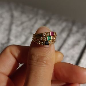 18k gold diamond ruby sapphire emerald ring